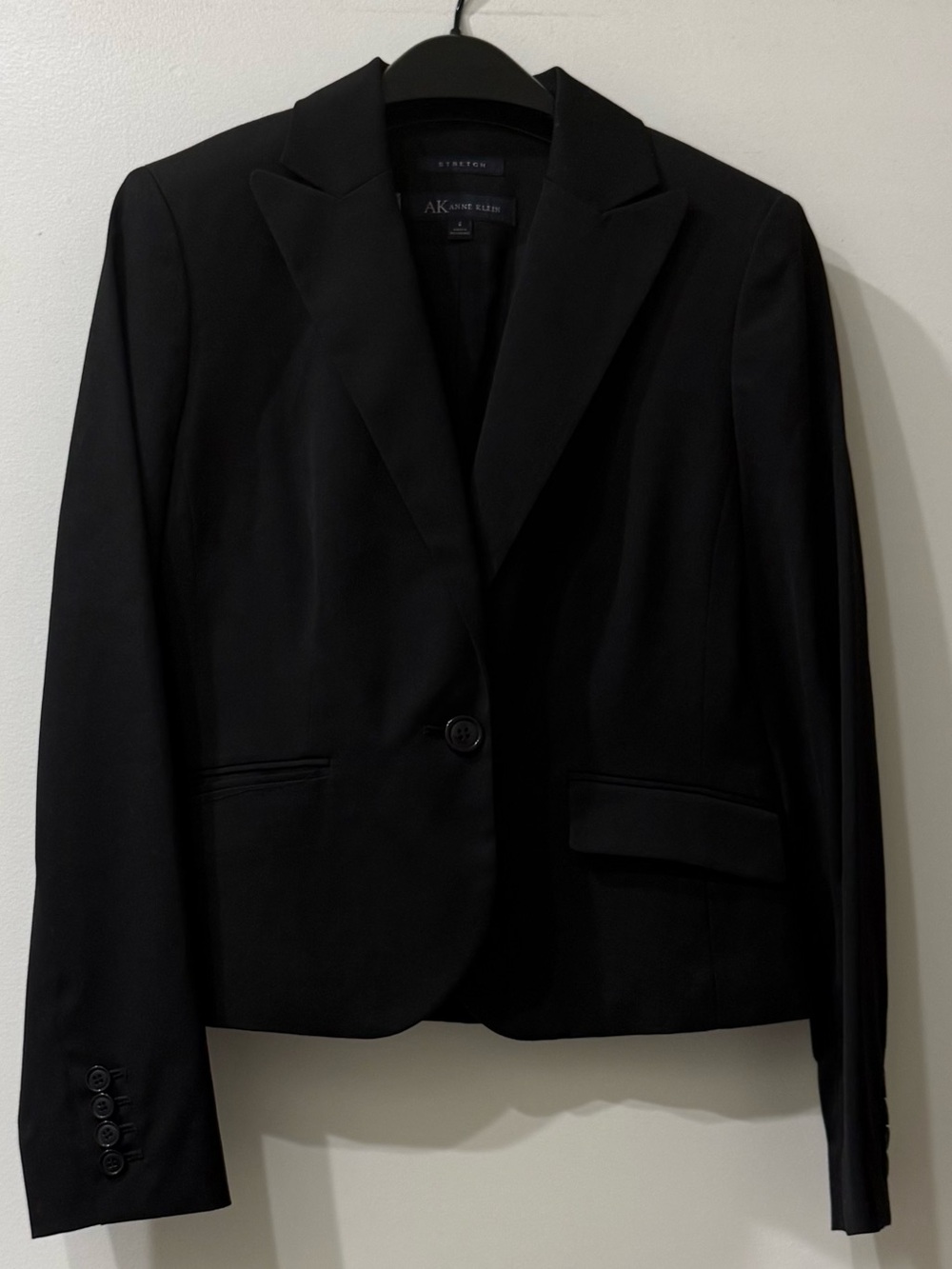 Anne Klein | Black Single Button Blazer Suit Jacket | Size = 4